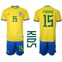 Dětský Fotbalový dres Brazílie Fabinho #15 MS 2022 Domácí Krátký Rukáv (+ trenýrky)